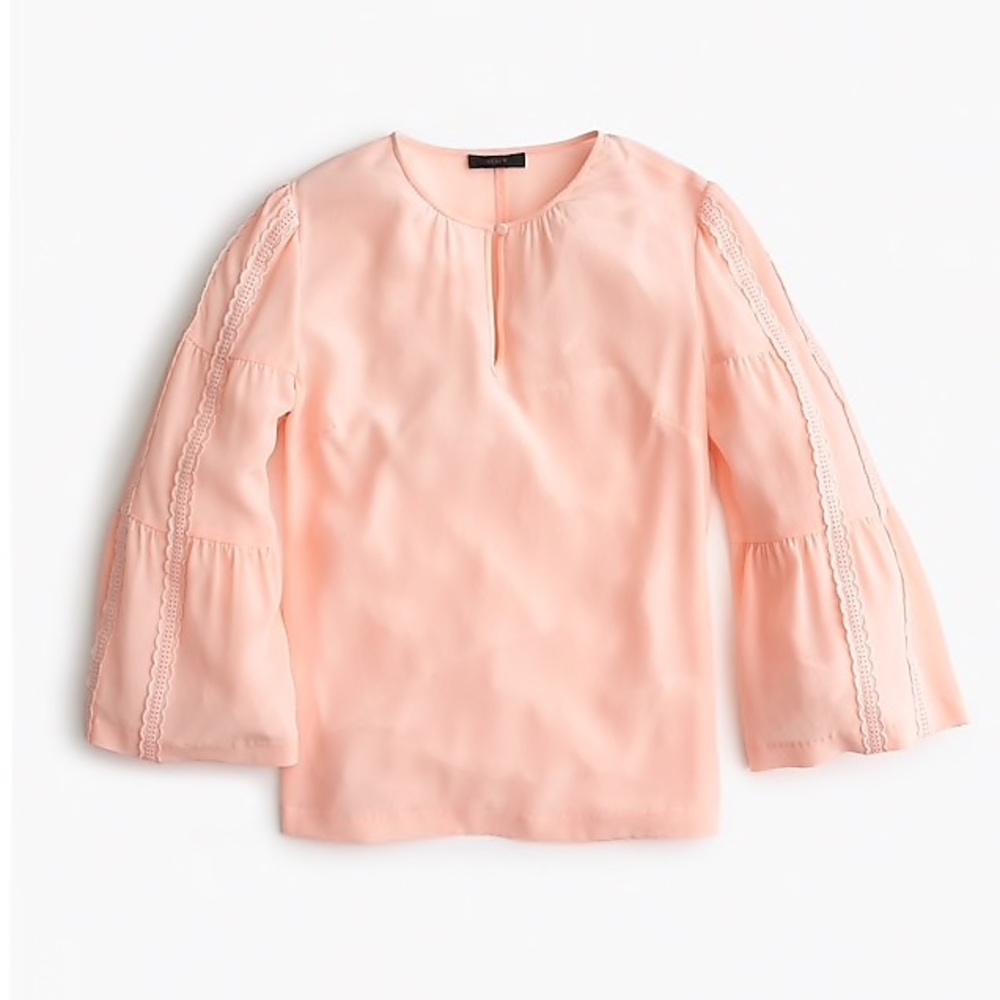 NWT J.Crew • Lacy Bell Sleeve Silk Blouse
